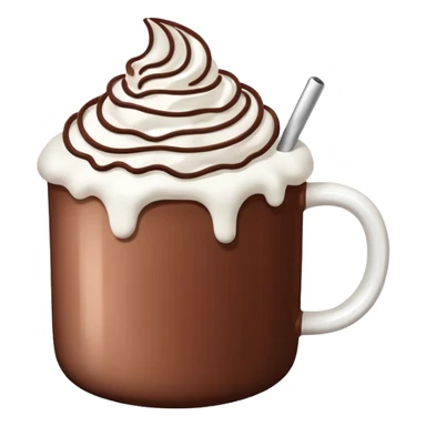 white mug of hot chocolate with marshmallows and whipped cream sticker