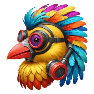 bird with gas masks sticker