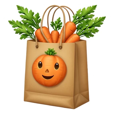paper shopping bag with carrot. Transparent background sticker
