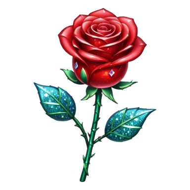 glitter red crystal rose sticker