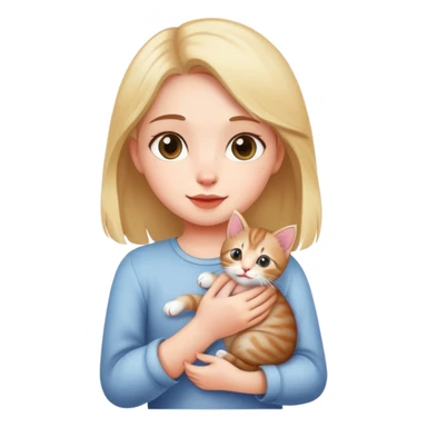 A girl lifted a kitten high up sticker