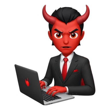 satan god with laptop, red and black sticker