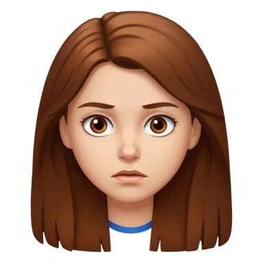 a white girl with brown long hair and brown eyes looking annoyed  sticker