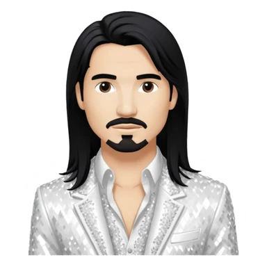 Kevin Richardson from Backstreet Boys with long black hair, white sequin outfit sticker