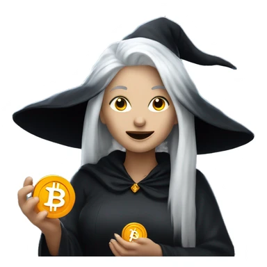 Witch with bitcoin, white skin, white hair  sticker