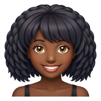 Smiley dark skin woman wig lashes sticker