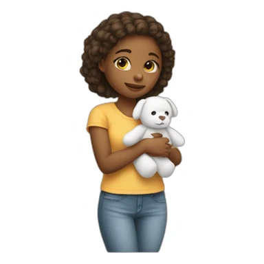 Une fille avec un doudou sticker