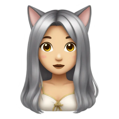 neko girl with long hair sticker