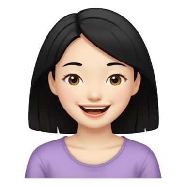 a girl genuinely feeling happy so so so much laughing so hard with her eyes folded black hair asian gorl sticker
