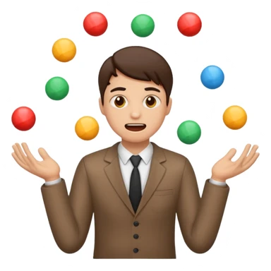 an emoji that depicts a product manager juggling work with panic, can you make it more gender neutral  sticker