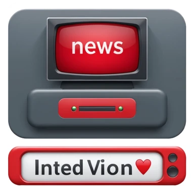 Create a baseboard to display the news headline and the interviewee's name, in a television style, using dark gray and red. In one corner, include a rounded space for the media outlet's logo. sticker