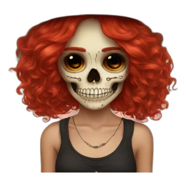 Skull girl mexican red hair Sombrero indie rock sticker