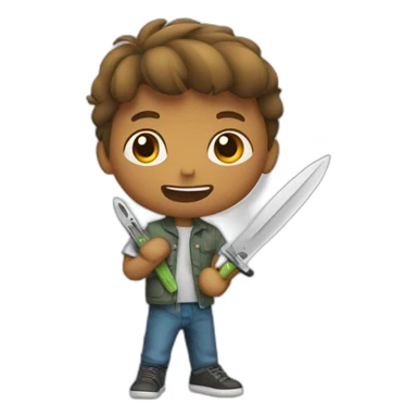 Boy with butterfly knife  sticker