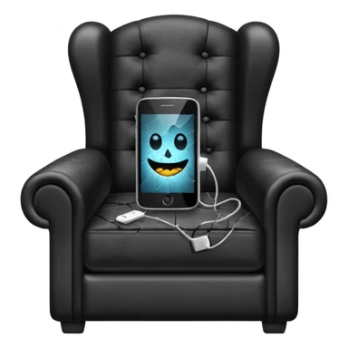 a phone in a chair looking sad sticker