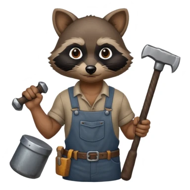dirty blacksmith  black racoon holding hammer sticker