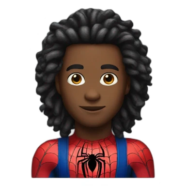 black with hair locks and spider man costume sticker