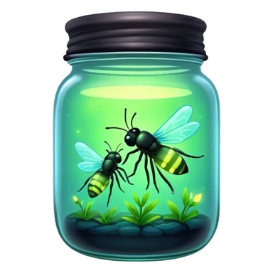 Two fireflies in a glass jar sticker