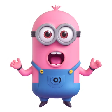 a pink screaming minion sticker
