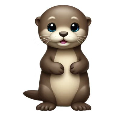 Cute baby otter. Wearing mittens. Full body.  sticker