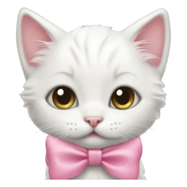 white kitten with pink bow sticker