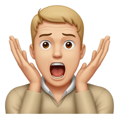 a man holding his hands on his neck crossed screaming sticker