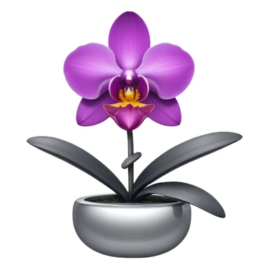 metallic gray chrome minimalistic orchid sticker