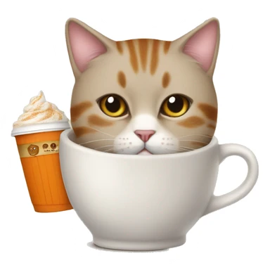 British cat with pumpkin spice latte  sticker