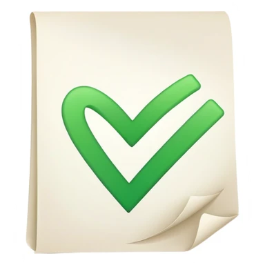 checkmark on completed document, job finished sticker