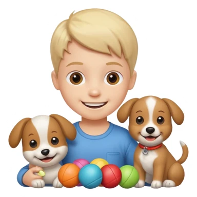 child with dog toys sticker
