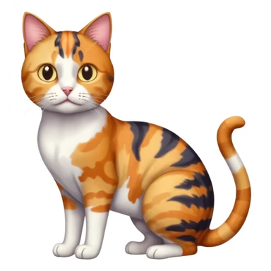 full body colourful calico tabby cat with disproportioned head with an anxious face and white front legs sticker
