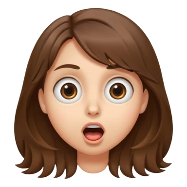 surprised face expression, large round eyes, open mouth, medium-length tousled brown hair sticker