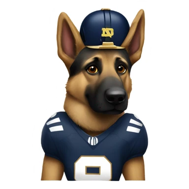 German shepherd wearing a notre dame football helmet  sticker