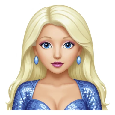 Christina Aguilera with long platinum blonde hair, periwinkle sequin outfit  sticker
