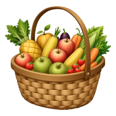 wicker basket with groceries, no pattern on the bag sticker