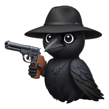 crow aiming a gun sticker