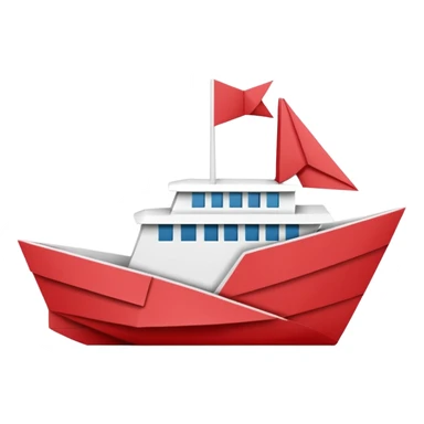 un bateau rouge et blanc en origami sticker
