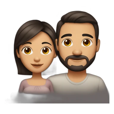 Latin pregnant woman with dark brown medium-long hair and a husband without a mustache or beard and short dark brown haircut sticker