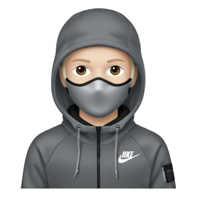 White person wearing a Nike Tex with hood and ski mask sticker