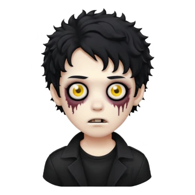boy zombie with curly black hair emo sticker