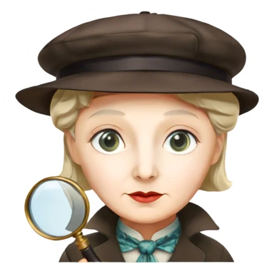 A vibrant, colorful collage featuring iconic characters like Sherlock Holmes with his magnifying glass, Miss Marple with a calm expression, and Pinkerton. The design should evoke mystery and intrigue, with elements like clues, shadows, and old-fashioned detective tools. Transparent background. sticker