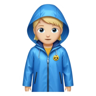 blue raincoat, just rain coat, negative: character. sticker