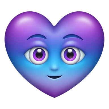 gradient blue-purple heart with a cartoon eye sticker