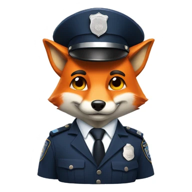 Fox with a police hat sticker