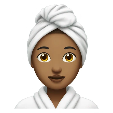 Girl with towel on head and skincare mask on face with robe on sticker
