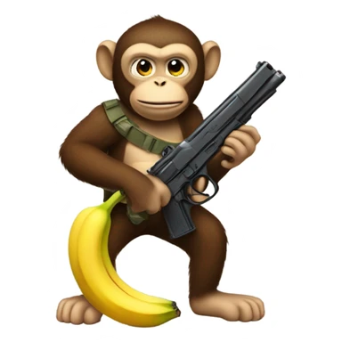 Monkey with gun and banana  sticker