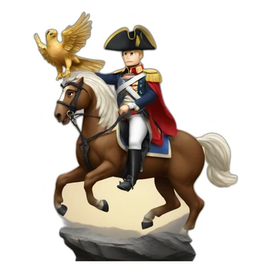 serious angry napoleon on horse hold golden eagle sticker