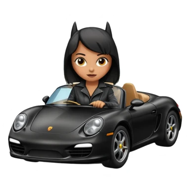 Bat Girl driving her satin-black 56 Porsche spider too fast in the country despite the rainy conditions  sticker