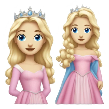 Blonde princess with blue eyes and pink princess dress sticker