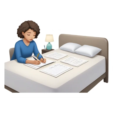 A person stands in a slightly messy room, mid-action—one hand writing a brain dump, the other smoothing out a freshly made bed. Three glowing notes are pinned nearby, marking their top priorities. A planner asks, “How can I make this easier?” Their face shows focus—not stress—activated sticker