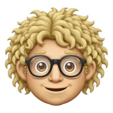 Troll emoji with blonde curly hair and glasses sticker